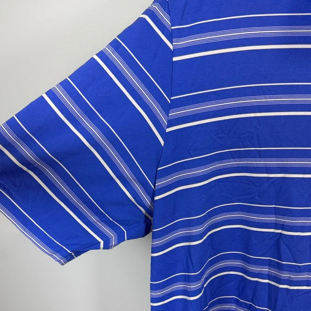 adidas PureMotion Blue and White Striped Polo‎ Shirt